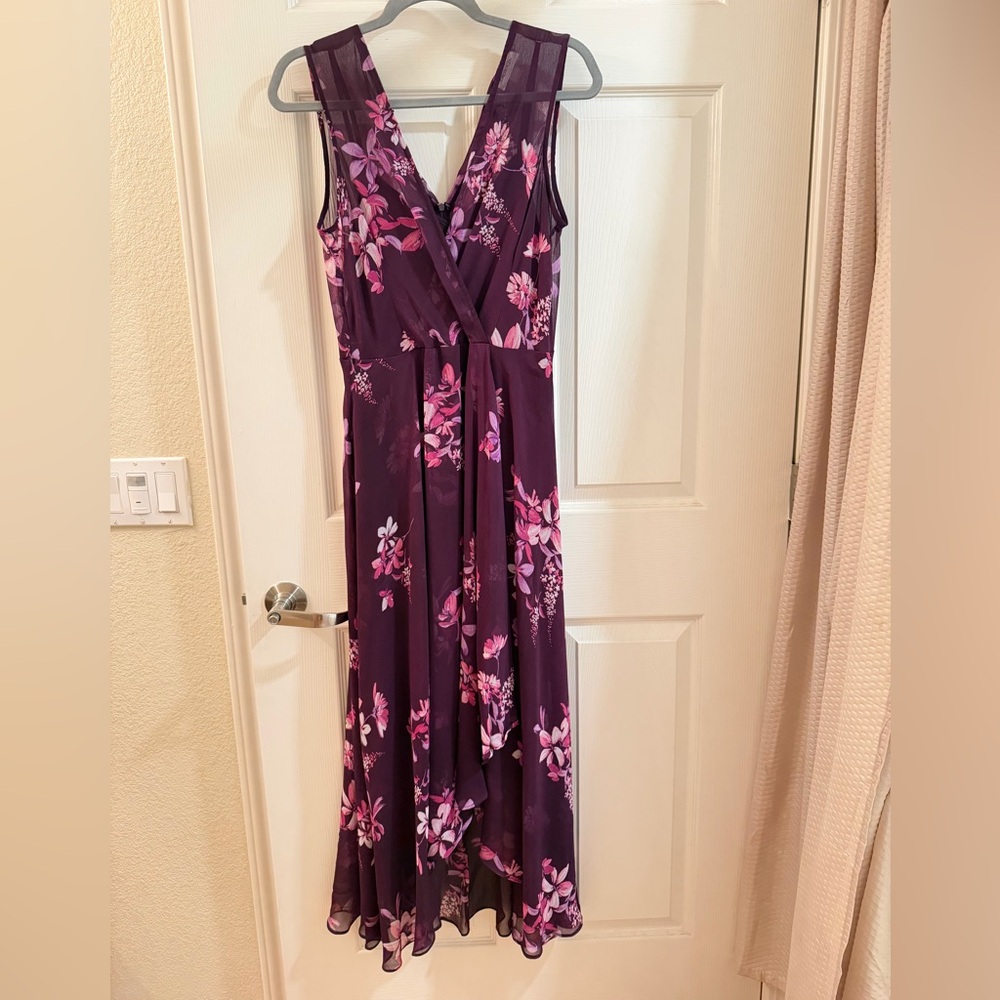 Calvin Klein Plum Floral Wrap Maxi Dress